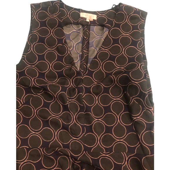 Bloomingdales Nordstrom 1.State Peplum Sleeveless Blouse Green Navy Large - Picture 7 of 8